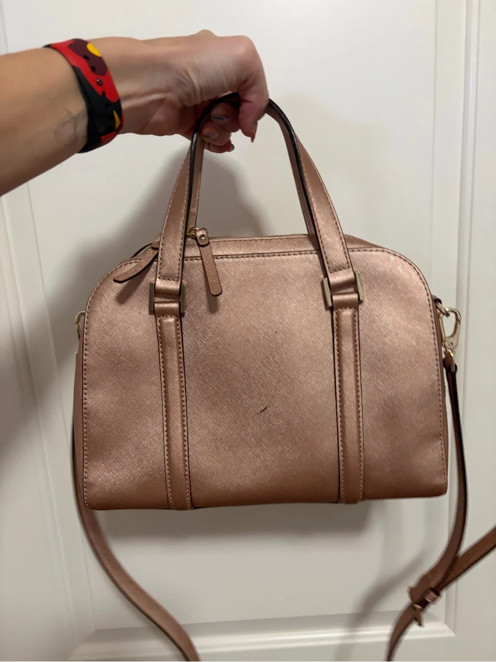 kate spade NY Small Felix Newberry Lane Metallic Rose Gold Crossbody Satchel